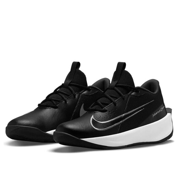Nike Team Hustle Quick 3 Basketball Shoes Boys 6Y Leather Black Metallic Silver - Picture 12 of 12